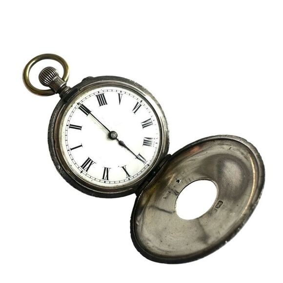 Joseph Walton 1884 Sterling Silver Half-Hunter Pocket Watch